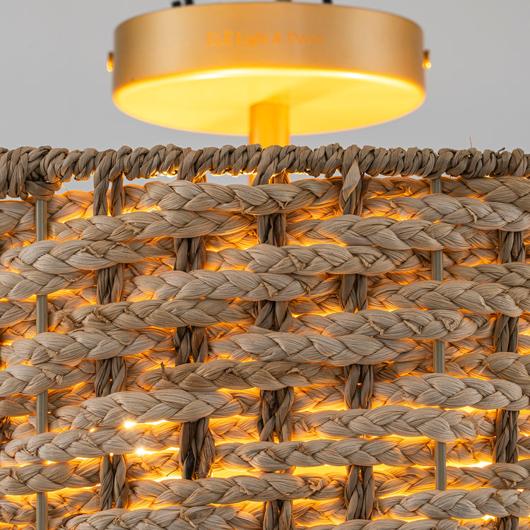 Tierra 3-Light Woven Semi Flush Mount Natural Rattan Light