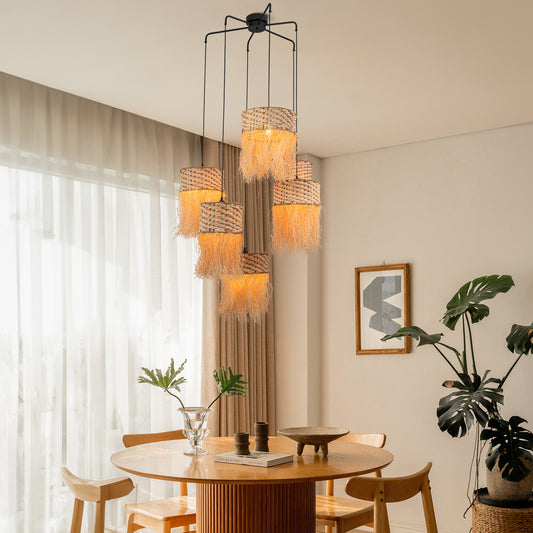 Amber 6-Light Hanging Cluster Pendant Coastal Chandelier