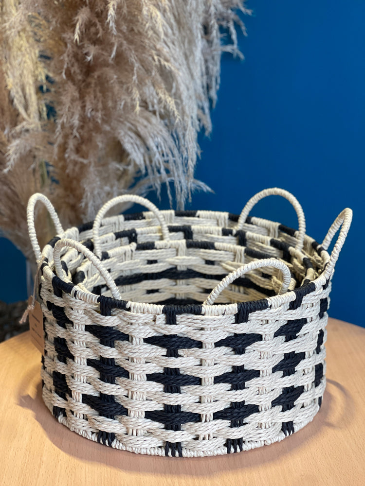 ELE LIGHT & DECOR Bohemian Decorative Woven Storage Basket Set of 3