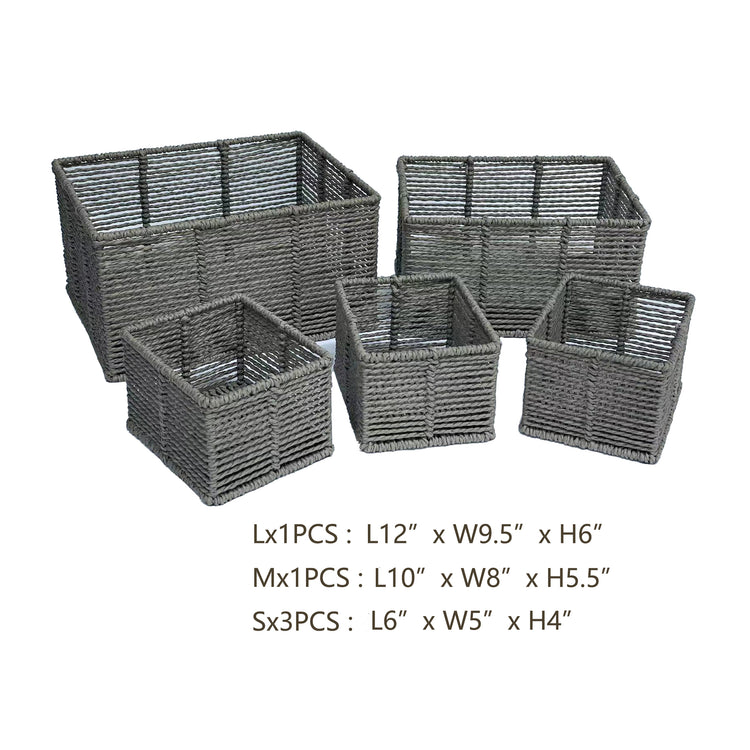 ELE LIGHT & DECOR Woven Storage Baskets for Organizing Pantry Bin Set of 5