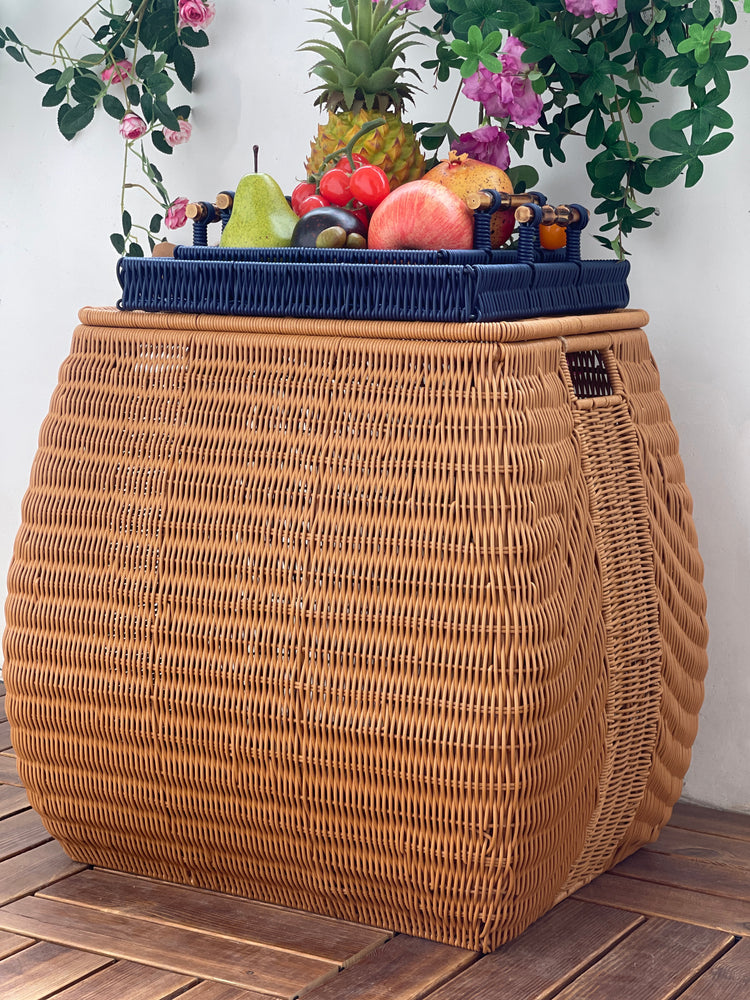 ELE LIGHT & DECOR Handwoven Laundry Hamper Synthetic Rattan with Lid With Handles