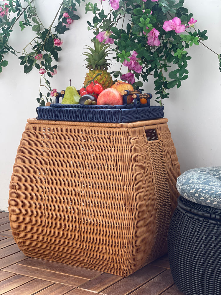 ELE LIGHT & DECOR Handwoven Laundry Hamper Synthetic Rattan with Lid With Handles