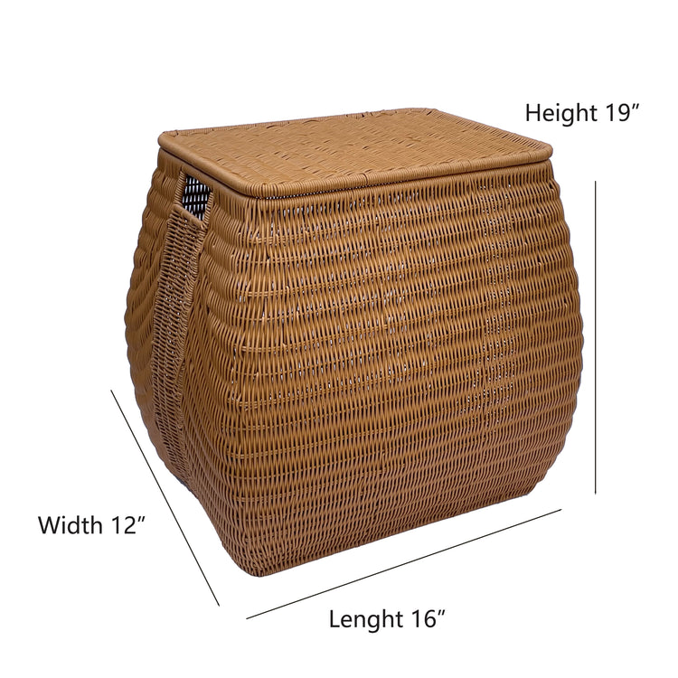 ELE LIGHT & DECOR Handwoven Laundry Hamper Synthetic Rattan with Lid With Handles