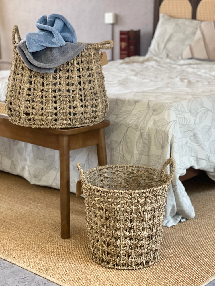 ELE LIGHT & DECOR Seagrass Bohemian Storage Baskets with Handles