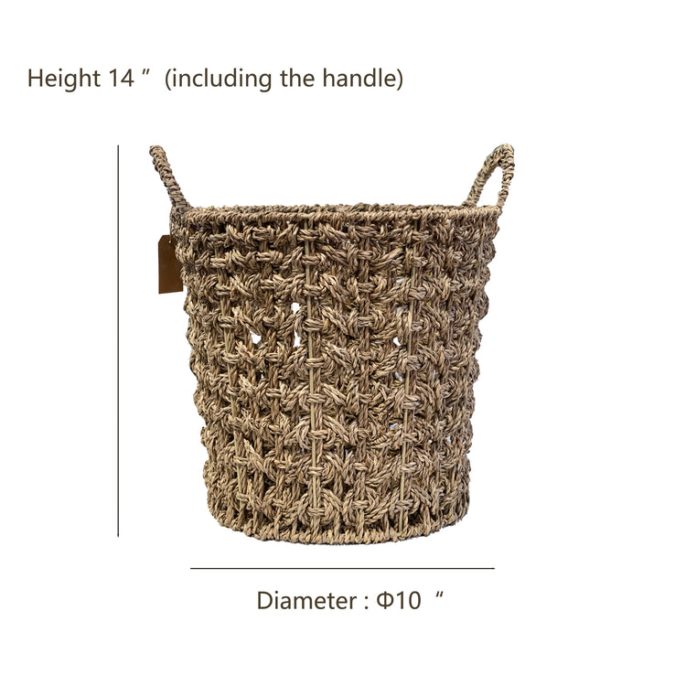 ELE LIGHT & DECOR Seagrass Bohemian Storage Baskets with Handles