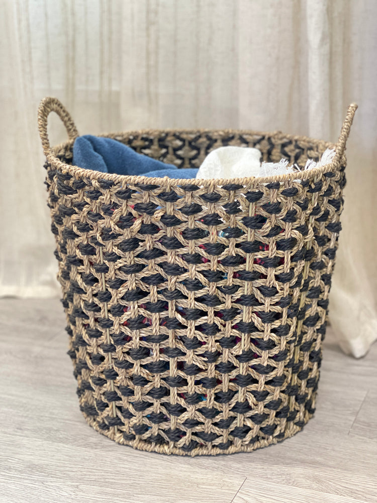 ELE LIGHT & DECOR Decorative Seagrass Storage Basket with Handles