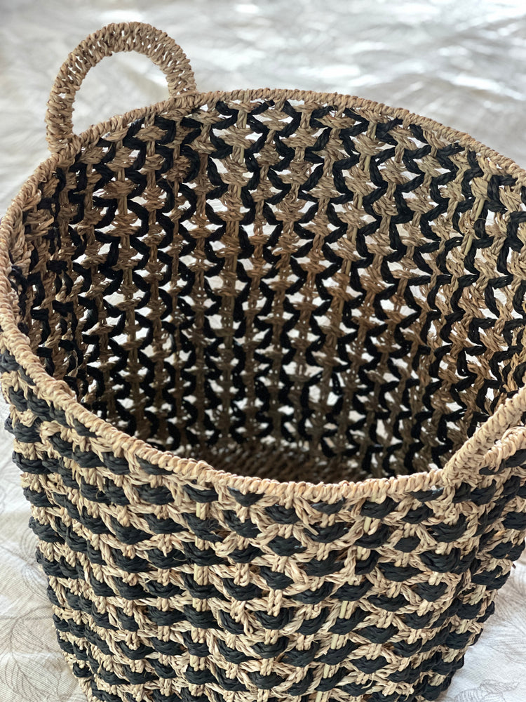 ELE LIGHT & DECOR Decorative Seagrass Storage Basket with Handles