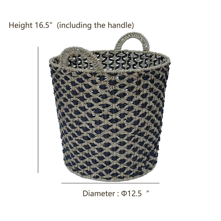 ELE LIGHT & DECOR Decorative Seagrass Storage Basket with Handles