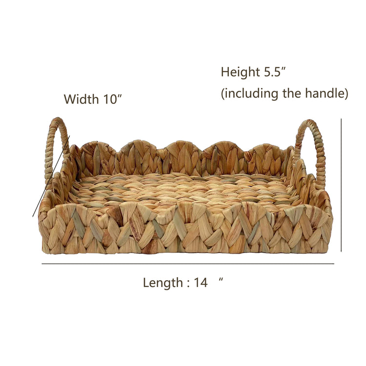 ELE LIGHT & DECOR Decorative Woven Water Hyacinth Coastal Severing Tray