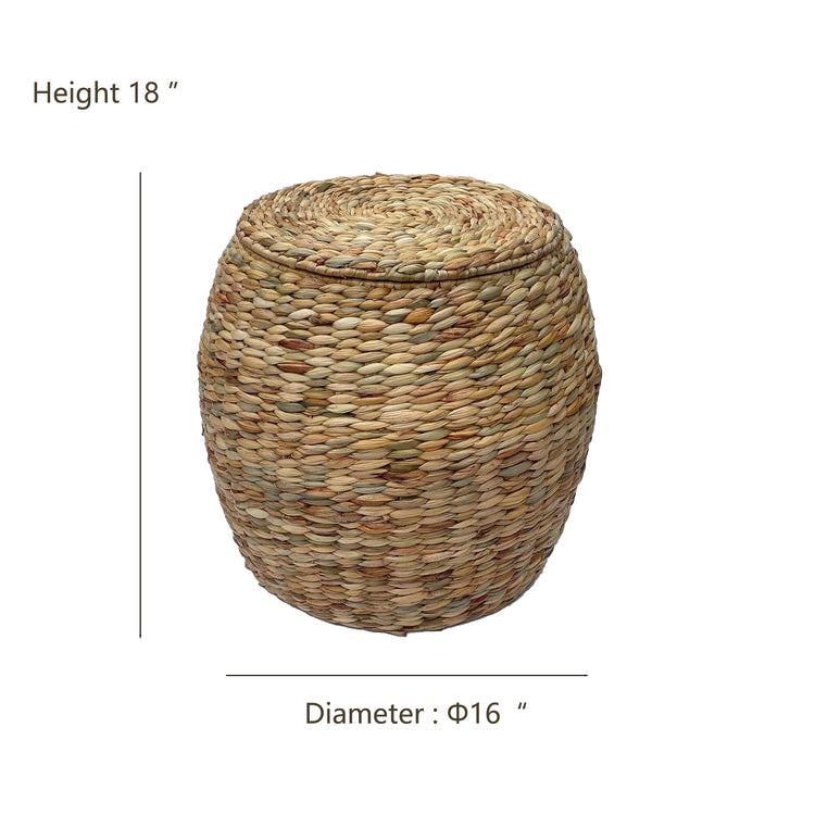 ELE LIGHT & DECOR Multipurpose Large Storage Ottoman Basket with Lid/linen