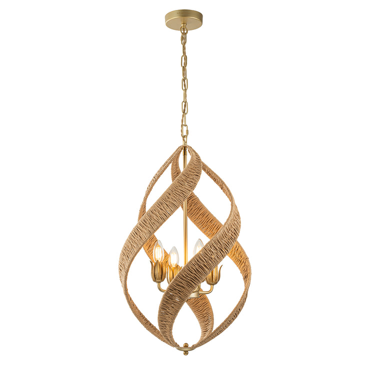 Elin 4-Light Contemporary Rattan Chandelier