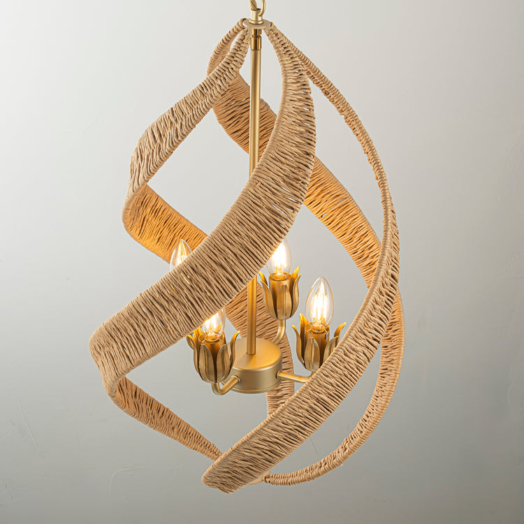 Elin 4-Light Contemporary Rattan Chandelier