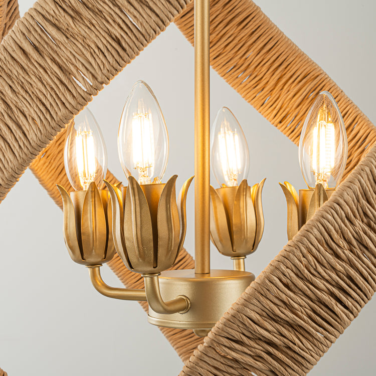 Elin 4-Light Contemporary Rattan Chandelier