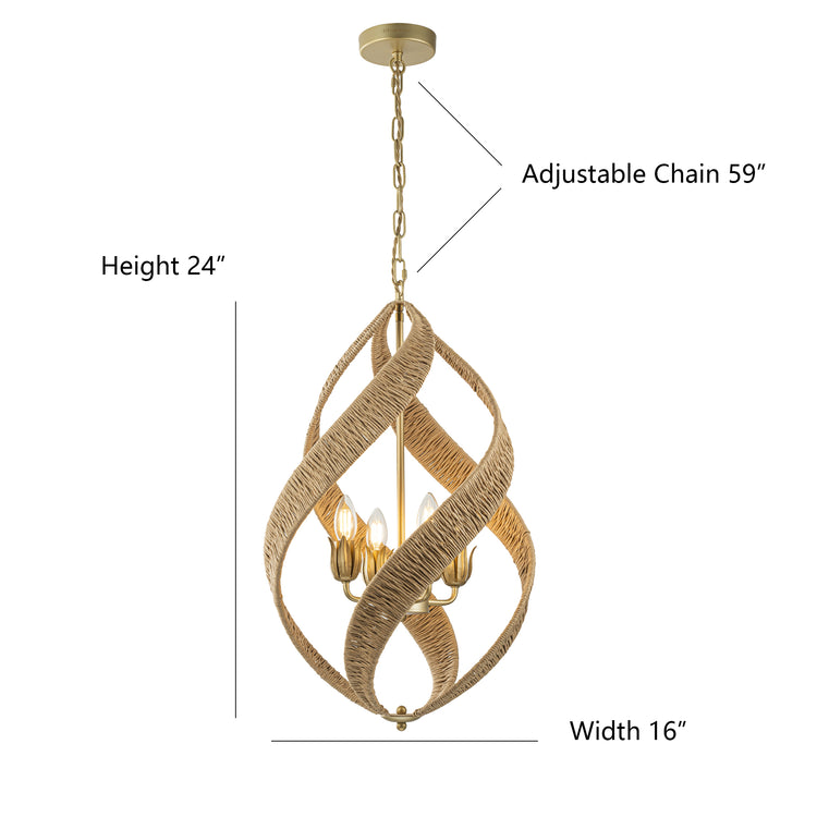 Elin 4-Light Contemporary Rattan Chandelier