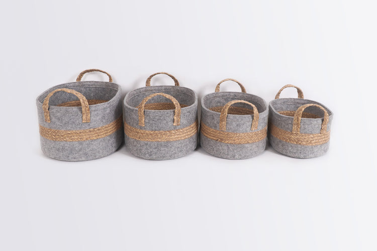 Woven Storage Baskets with Handles Set of 4 Decorative Bins