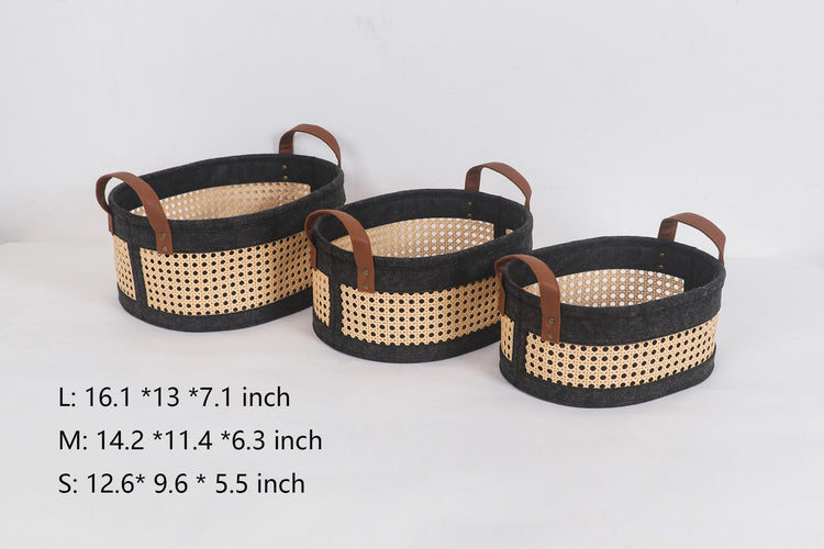 Coastal Storage Basket for Shelves Set of 3
