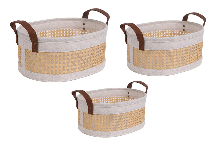 Coastal Storage Basket for Shelves Set of 3