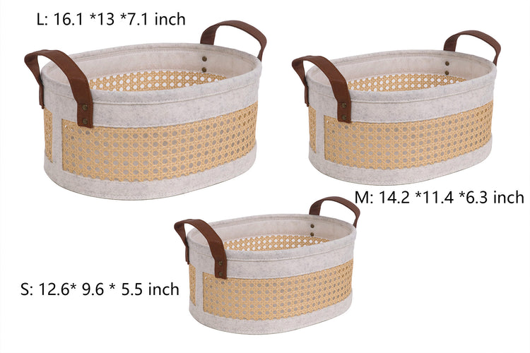 Coastal Storage Basket for Shelves Set of 3