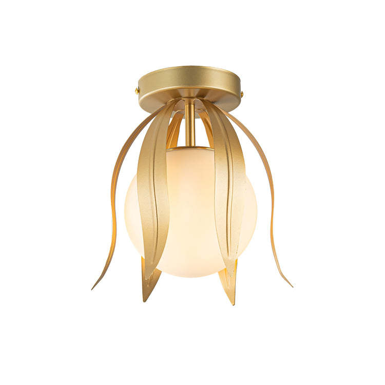 Lotus 1-Light Gold Semi-Flush Mount Light