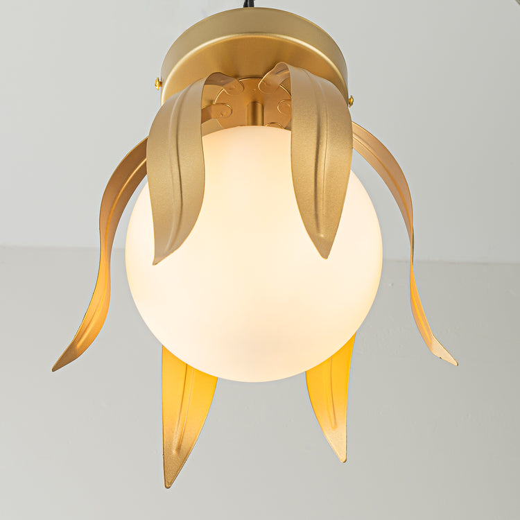 Lotus 1-Light Gold Semi-Flush Mount Light