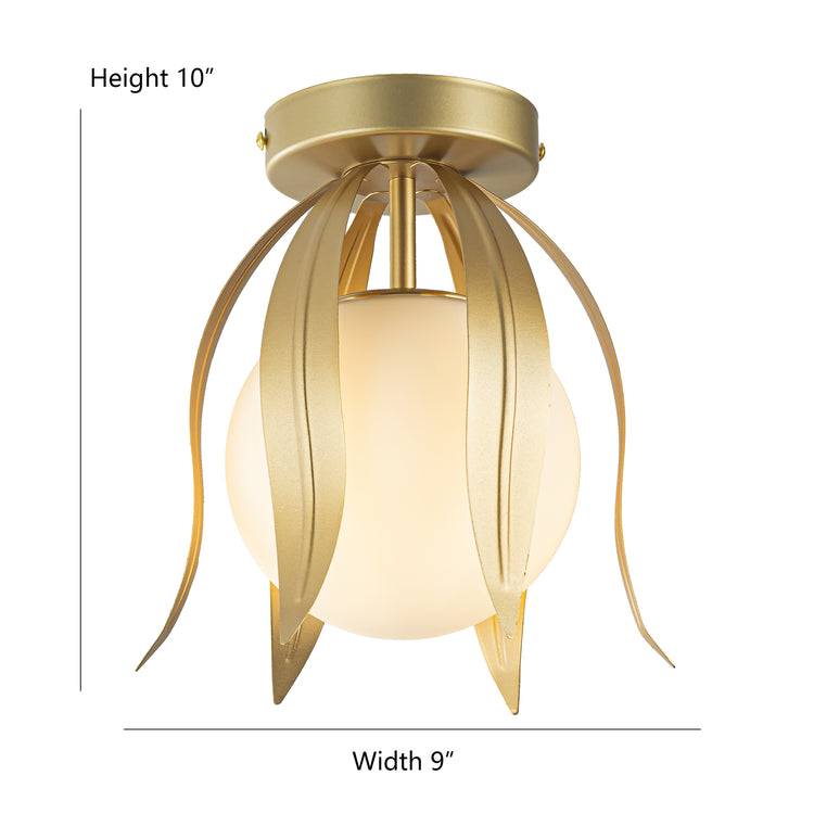 Lotus 1-Light Gold Semi-Flush Mount Light