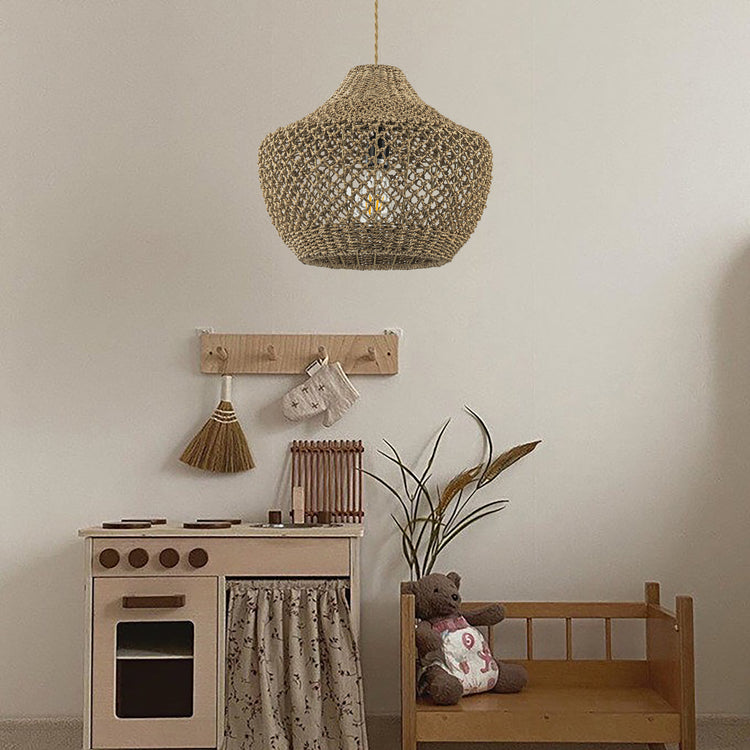 Eli 1-Light Modern Coastal Natural Rattan Pendant Light