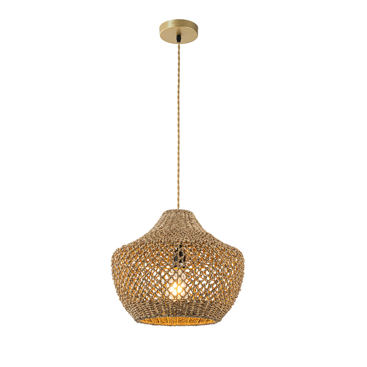 Eli 1-Light Modern Coastal Natural Rattan Pendant Light