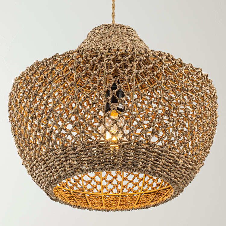 Eli 1-Light Modern Coastal Natural Rattan Pendant Light