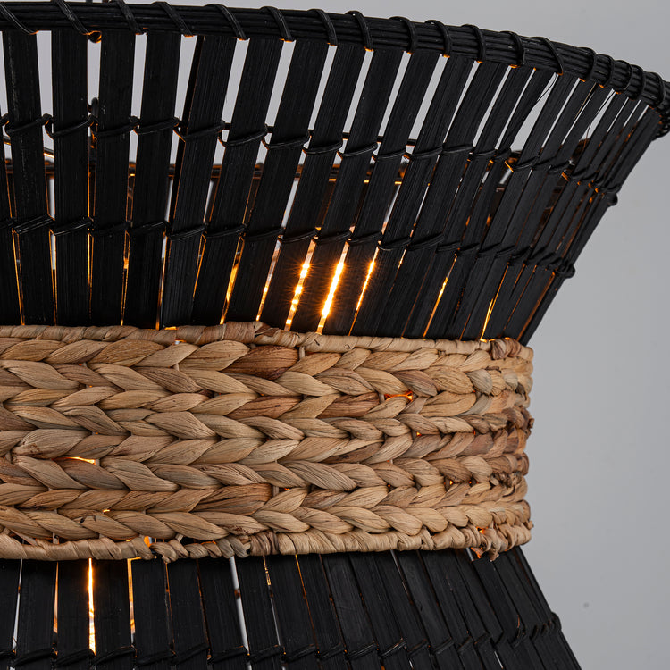 Umber 4-Light Black Rattan Coastal Nautical Chandelier