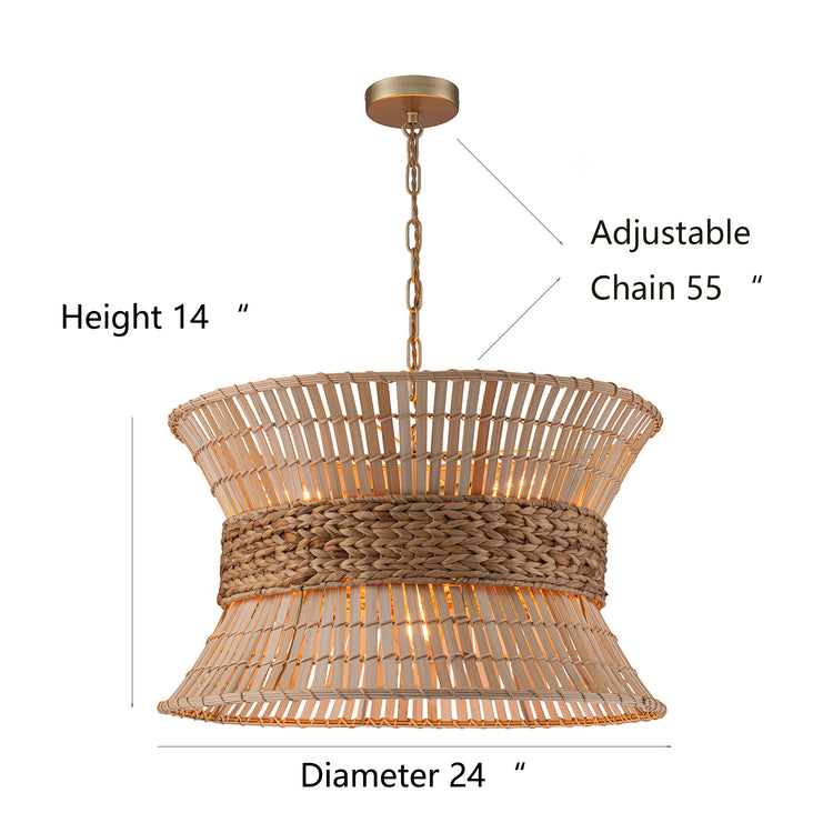 Umber 4-Light Modern Coastal Nautical Chandelier in Brass