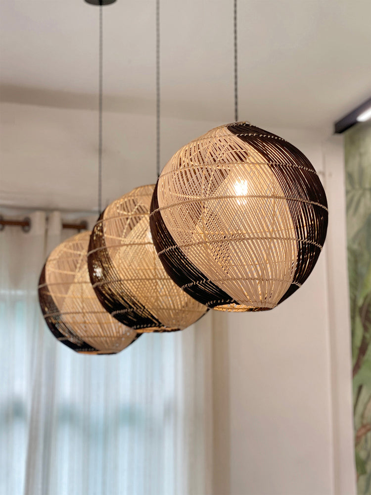 ELE LIGHT & DECOR Natural Two-tone Globe Basket Rattan Pendant Light