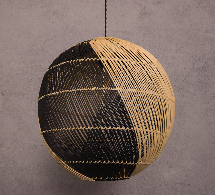 ELE LIGHT & DECOR Natural Two-tone Globe Basket Rattan Pendant Light