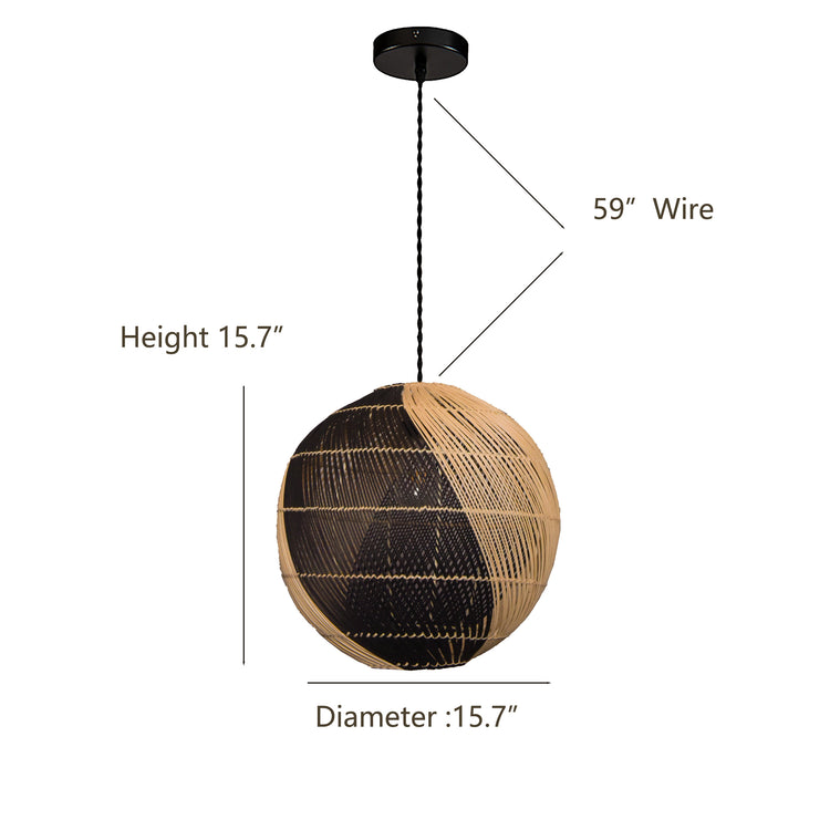 ELE LIGHT & DECOR Natural Two-tone Globe Basket Rattan Pendant Light