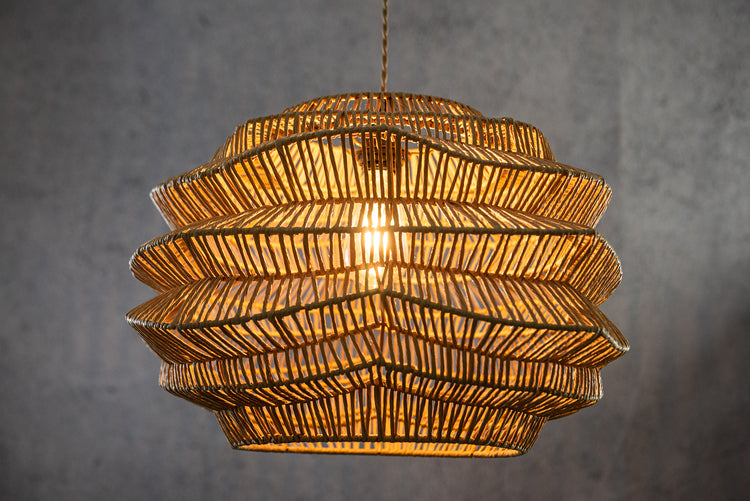 Modern Wicker Rattan Pendant Light Handwoven Coastal Chandelier Fixture