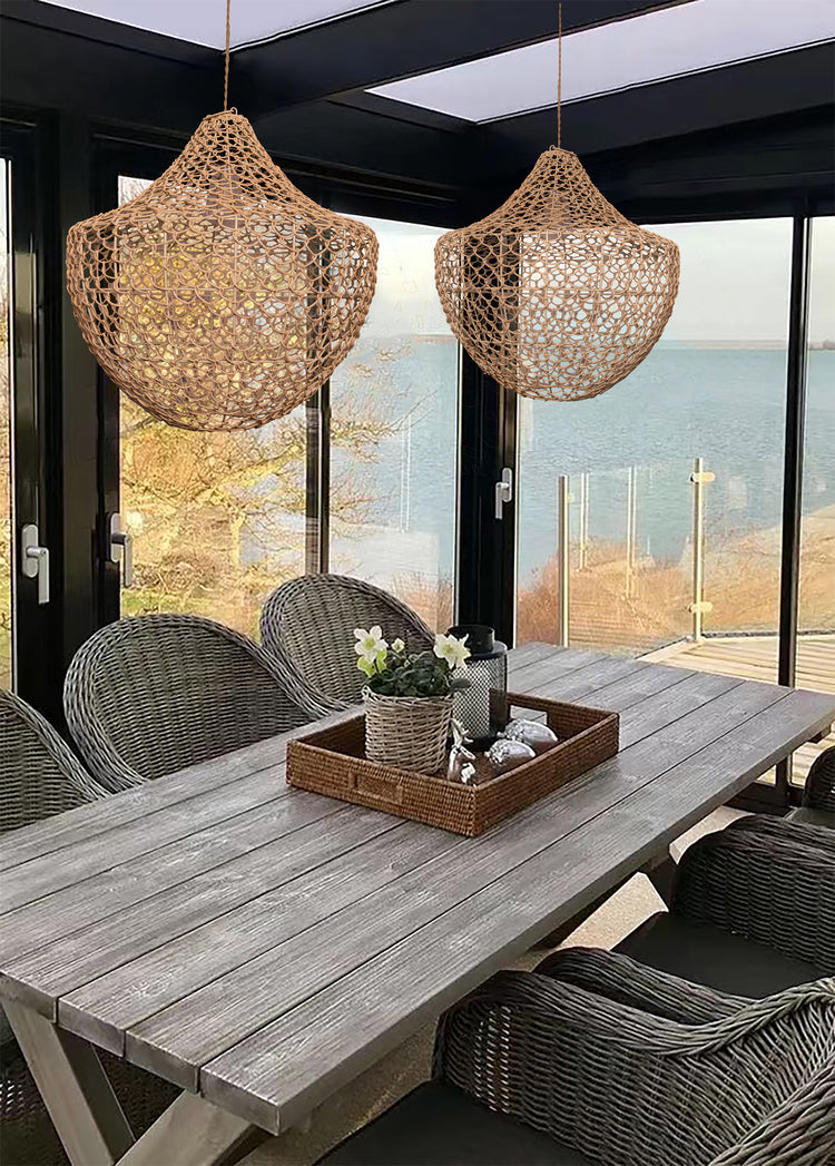 Woven Basket Pendant Light Natural Rattan Hanging Light