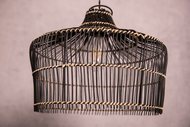 Rattan Boho Black Pendant Light