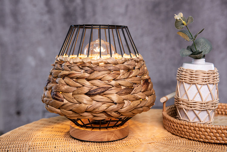 Handcrafted Natural Woven Mini Table lamp Boho Table Lantern