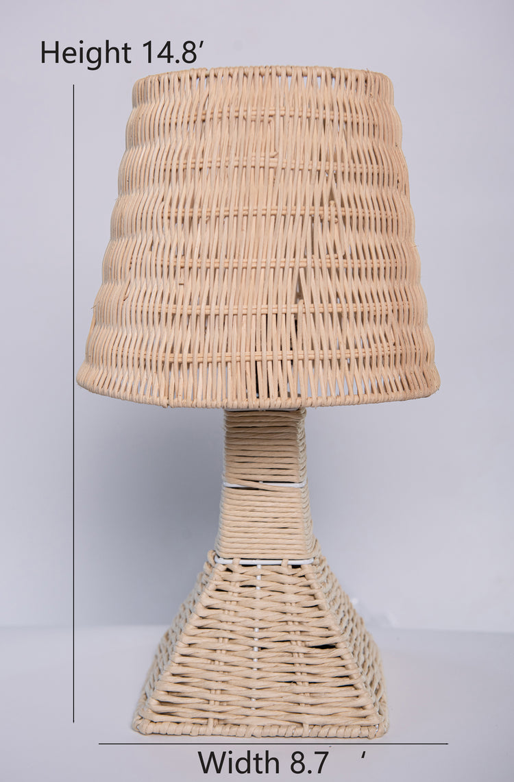 Modern Boho Rattan Table Lamp Woven bedside Light