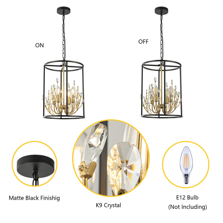 Nova 4-Light Modern Glam Crystal Chandelier