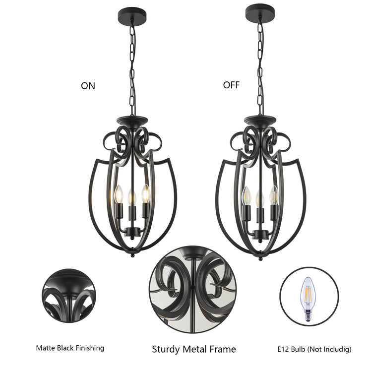 Meera 3-Light Modern Farmhouse Kitchen Lantern Chandelier