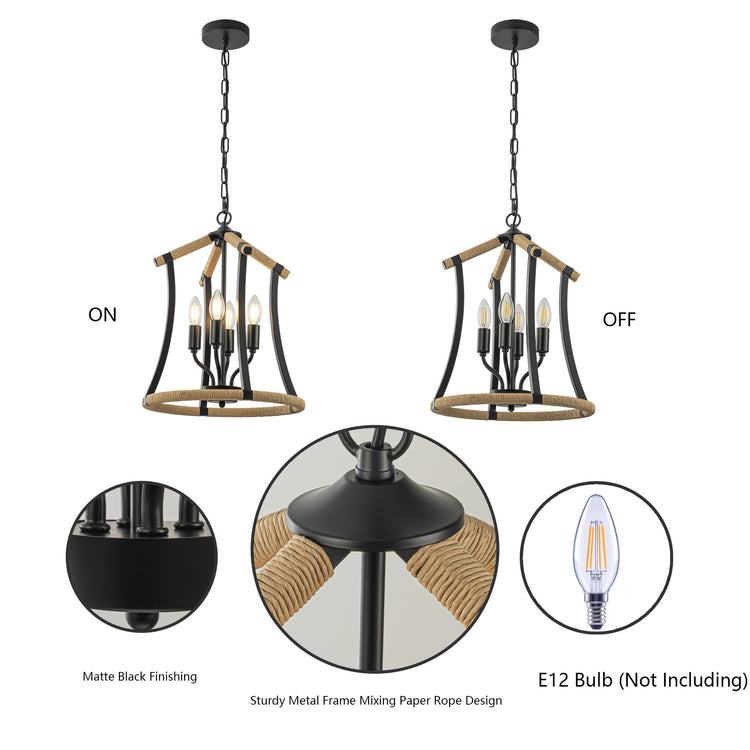 Margo 4-Light Modern Farmhouse Lanter Chandelier