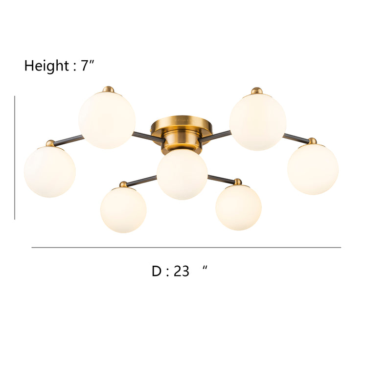 Enzo 7-Light Modern Farmhouse Semi Flush Mount Ceiling Light with Globe Glass Shades Oil Rubbed Bronze Finish