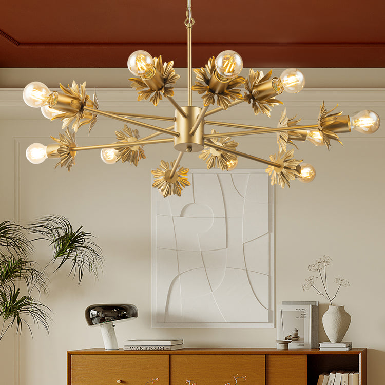 Lucia 12-Light Gold Modern Linear Sputnik Chandelier