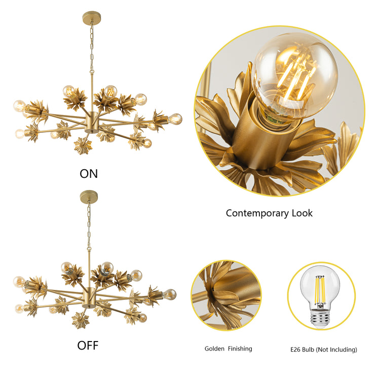 Lucia 12-Light Gold Modern Linear Sputnik Chandelier