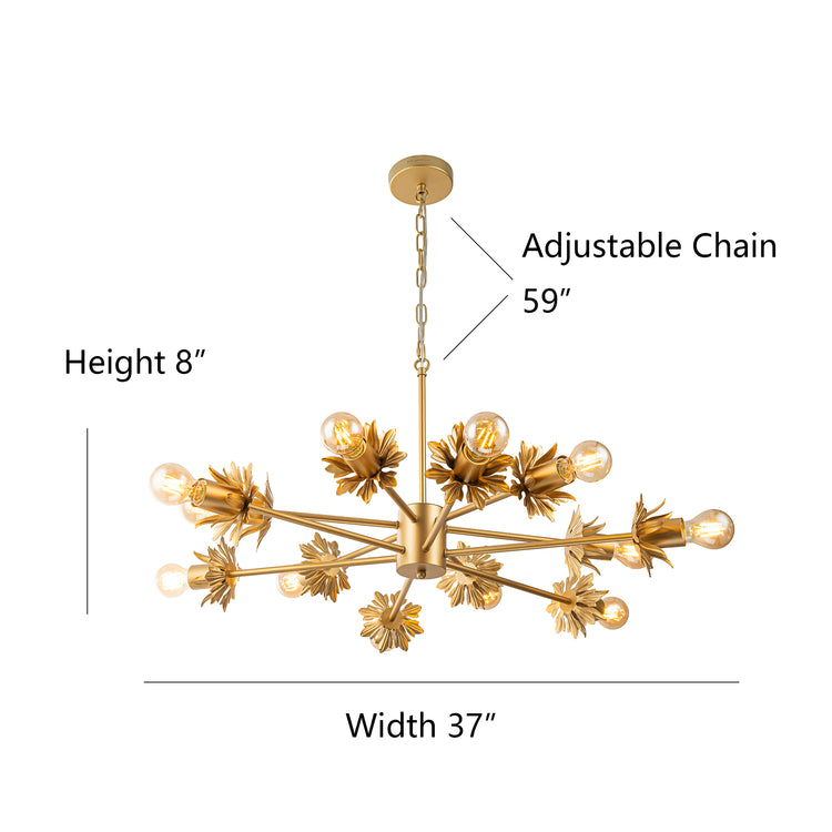 Lucia 12-Light Gold Modern Linear Sputnik Chandelier