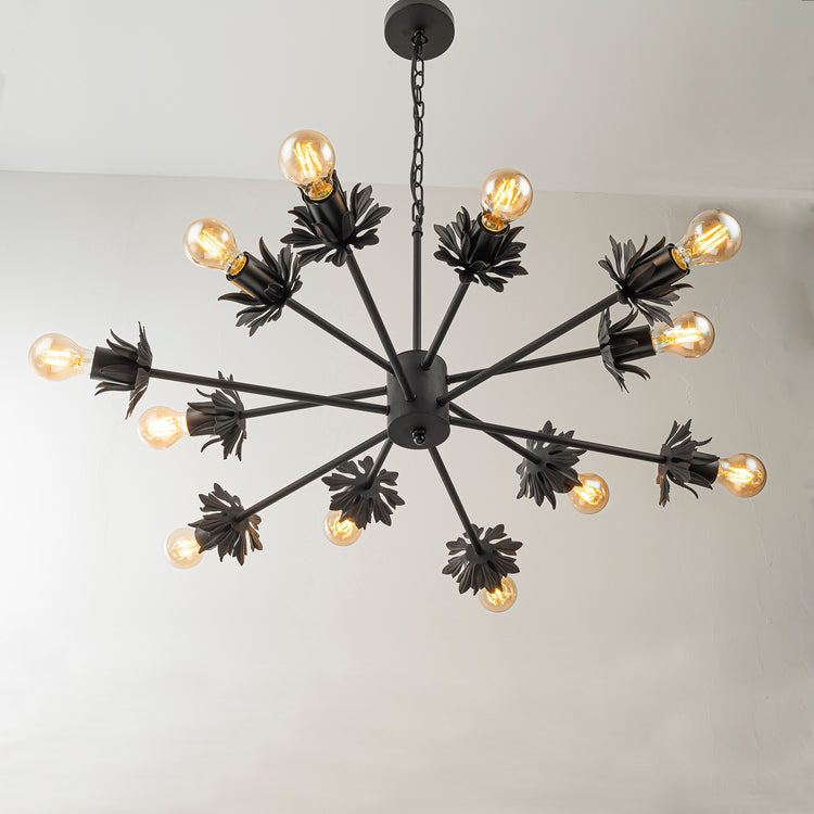 Lucia 12-Light Matte Black Modern Linear Sputnik Chandelier