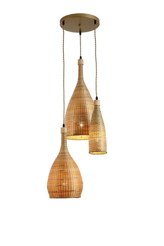 Ele Three Lights Rattan Pendant