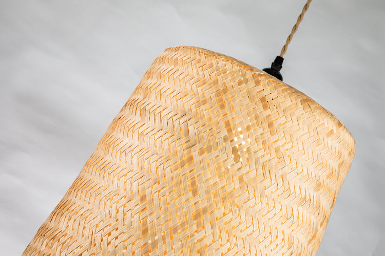 Rattan Cylinder Hanging Pendant Light