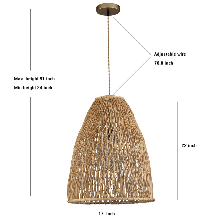 Lisbet Pendant Bell Wicker Rattan Hanging Lamp